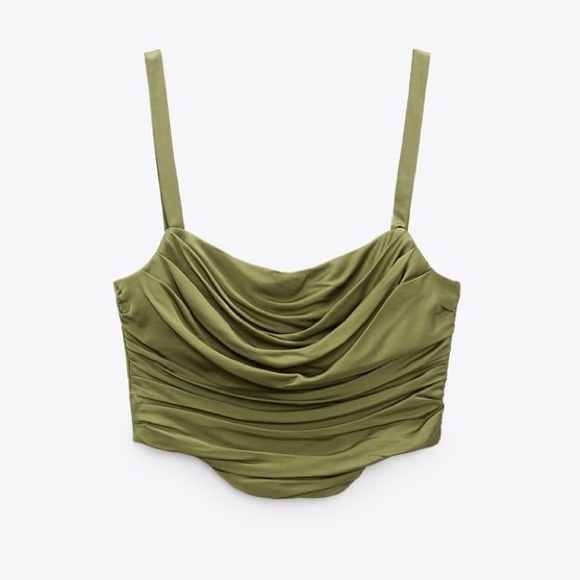 Zara green ruched corset top - Picture 2 of 9